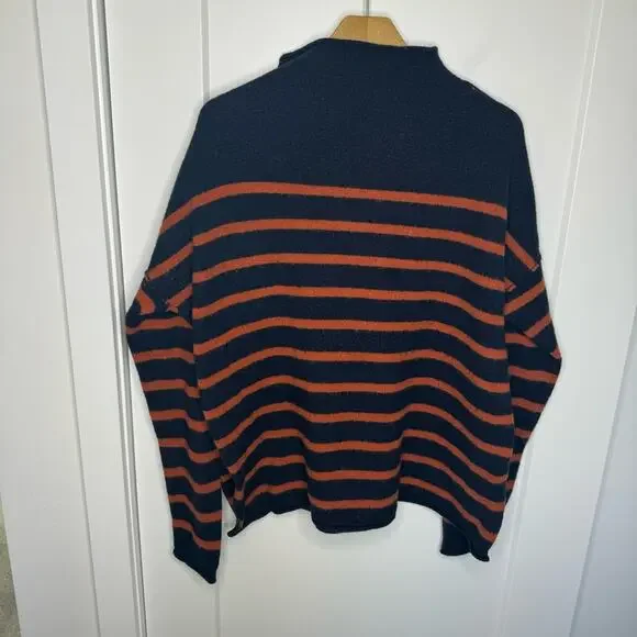 NEW YEARS CLEAN OUT! 
Madewell Navy and Orange Striped Turtleneck Sweater - Picture 2 of 6